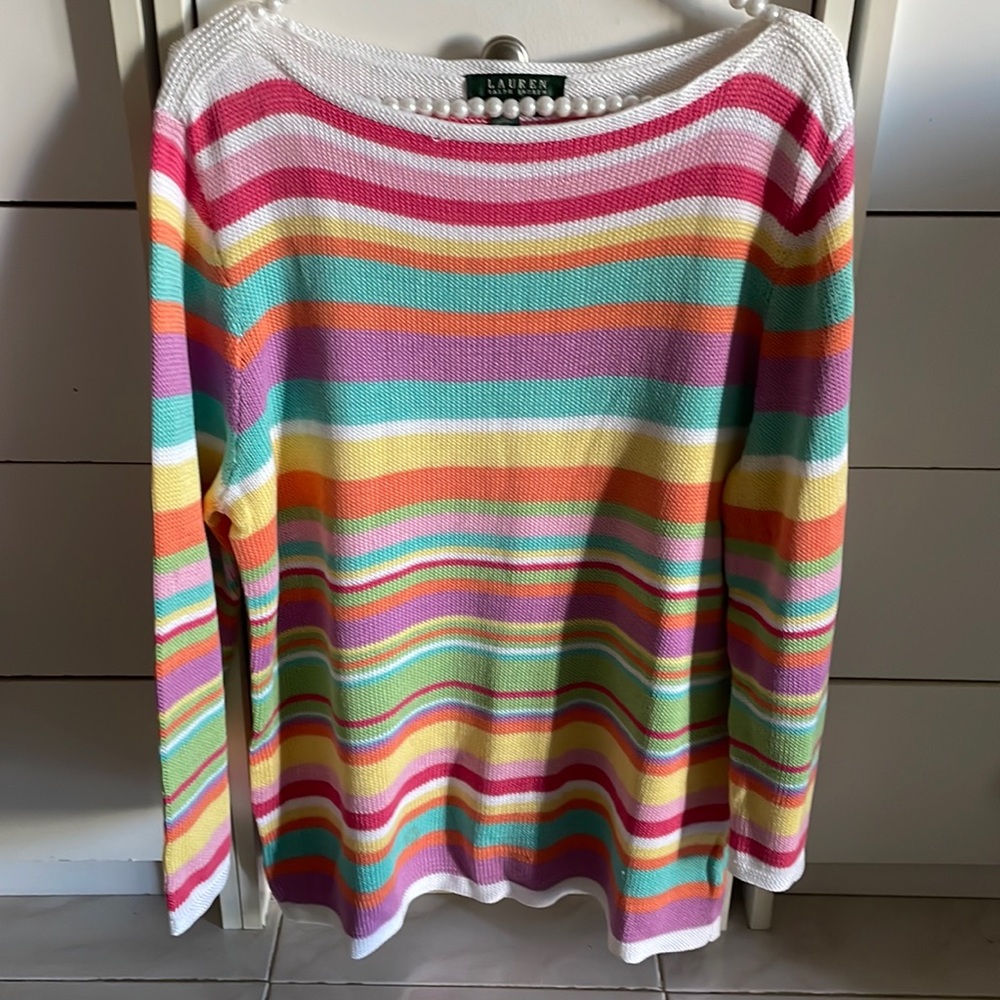 Lauren by Ralph Lauren colorful sweater **imperfections**